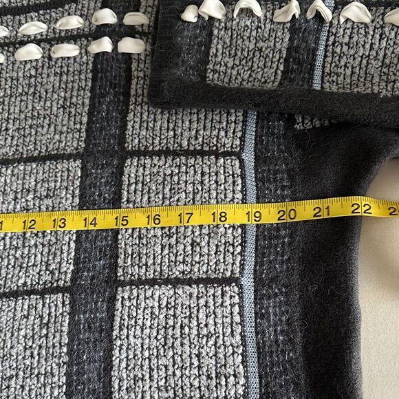 Club Monaco Plaid Windowpane Woven Detail Wool Blend Sweater Size XL (M/L fit) - Picture 7 of 12